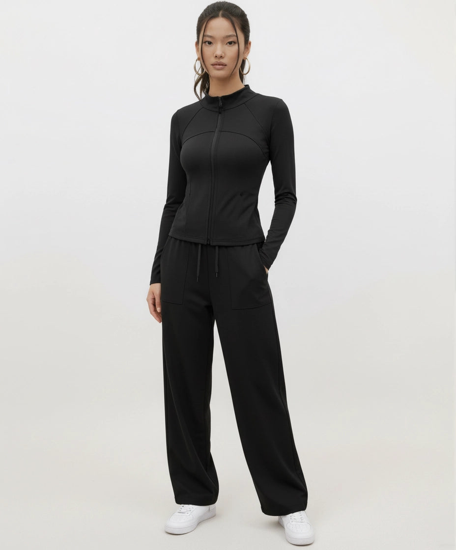 The Summit Stand-collar Fleece-lined Jacket with Thumbhole Cuffs