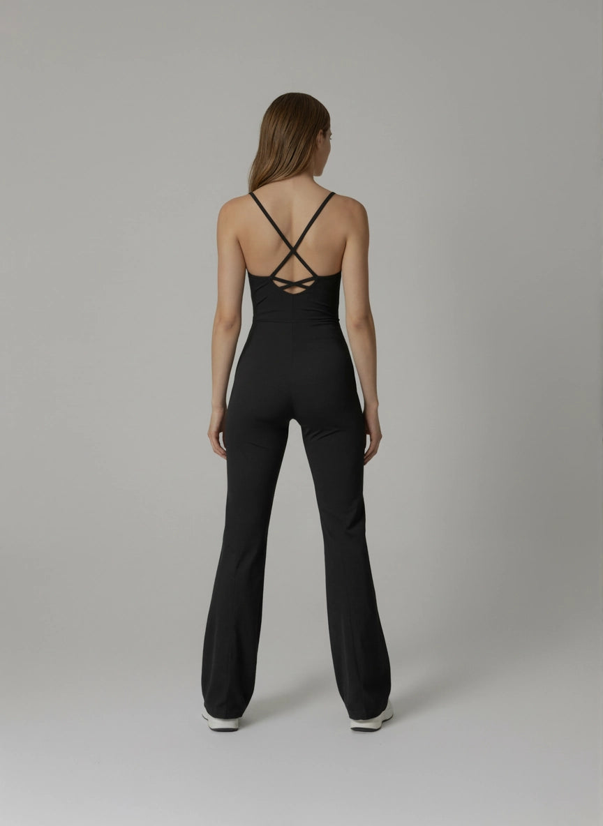 The Breeze Cross Back Flared Athletic Active One-piece Onesie Jumpsuit Playsuit
