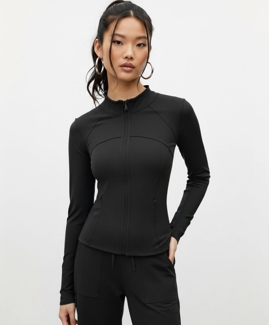 The Summit Stand-collar Fleece-lined Jacket with Thumbhole Cuffs