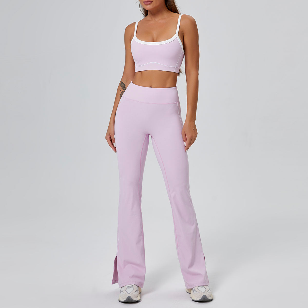 The Rhythm Color Block Flared High-Waist Active Athletic Leggings