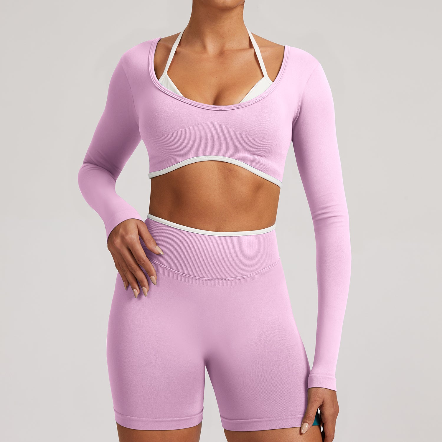 The Elevate Seamless Long Sleeve & Thin Strap Sports Bra Top