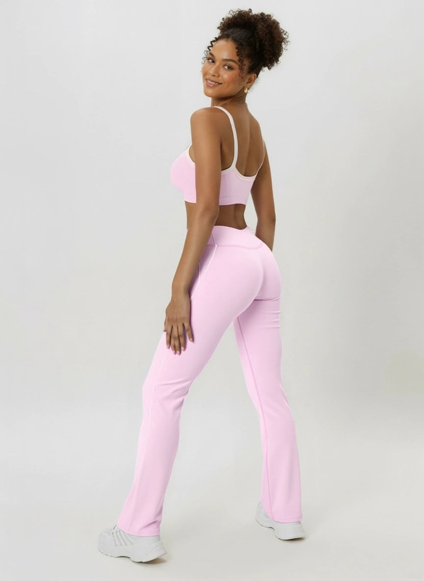 The Rhythm Color Block Flared High-Waist Active Athletic Leggings