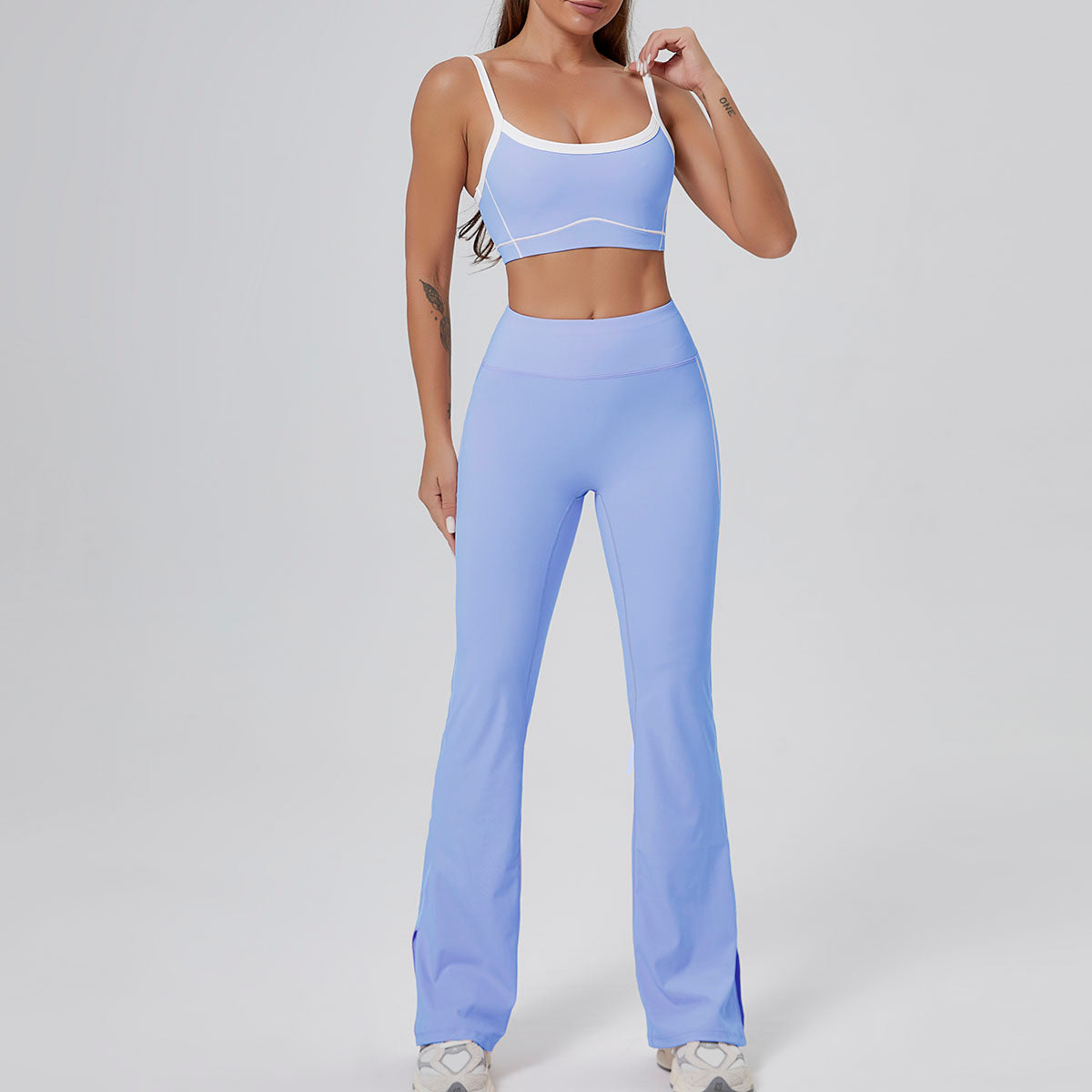 The Rhythm Color Block Flared High-Waist Active Athletic Leggings