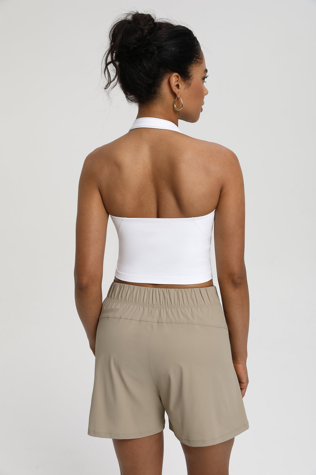 High-Elastic Medium Support Sports Bra with Halter Design