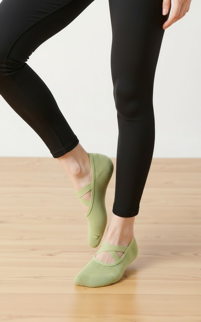 Inner Balance Cross-Strap Grip Non-slip yoga Socks