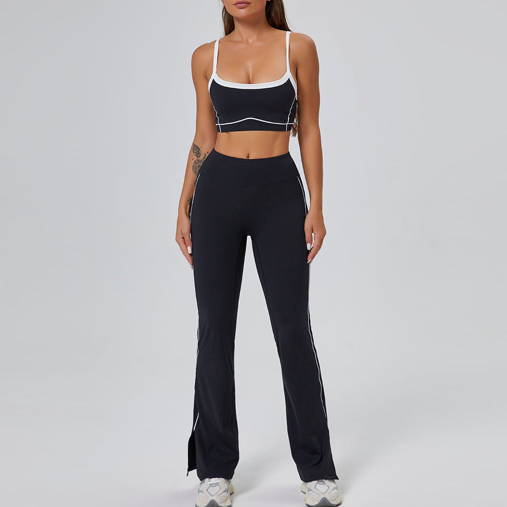 The Rhythm Color Block Flared High-Waist Active Athletic Leggings