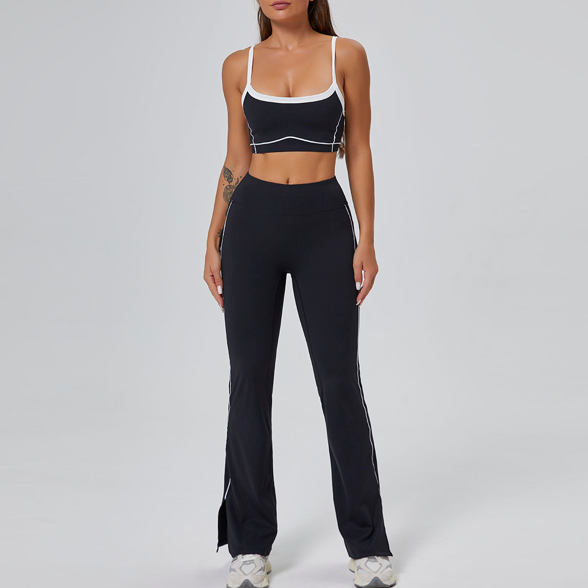 The Rhythm Color Block Flared High-Waist Active Athletic Leggings