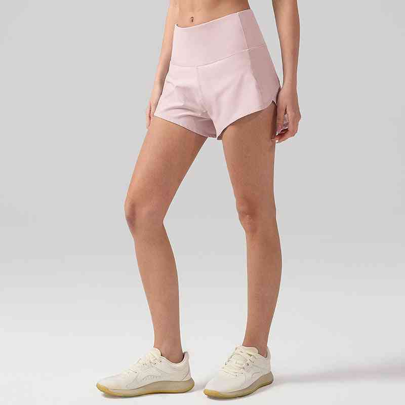 Pink Speed Up Lightweight Running Shorts with curved hem and high-rise fit, perfect for running and fitness activities.