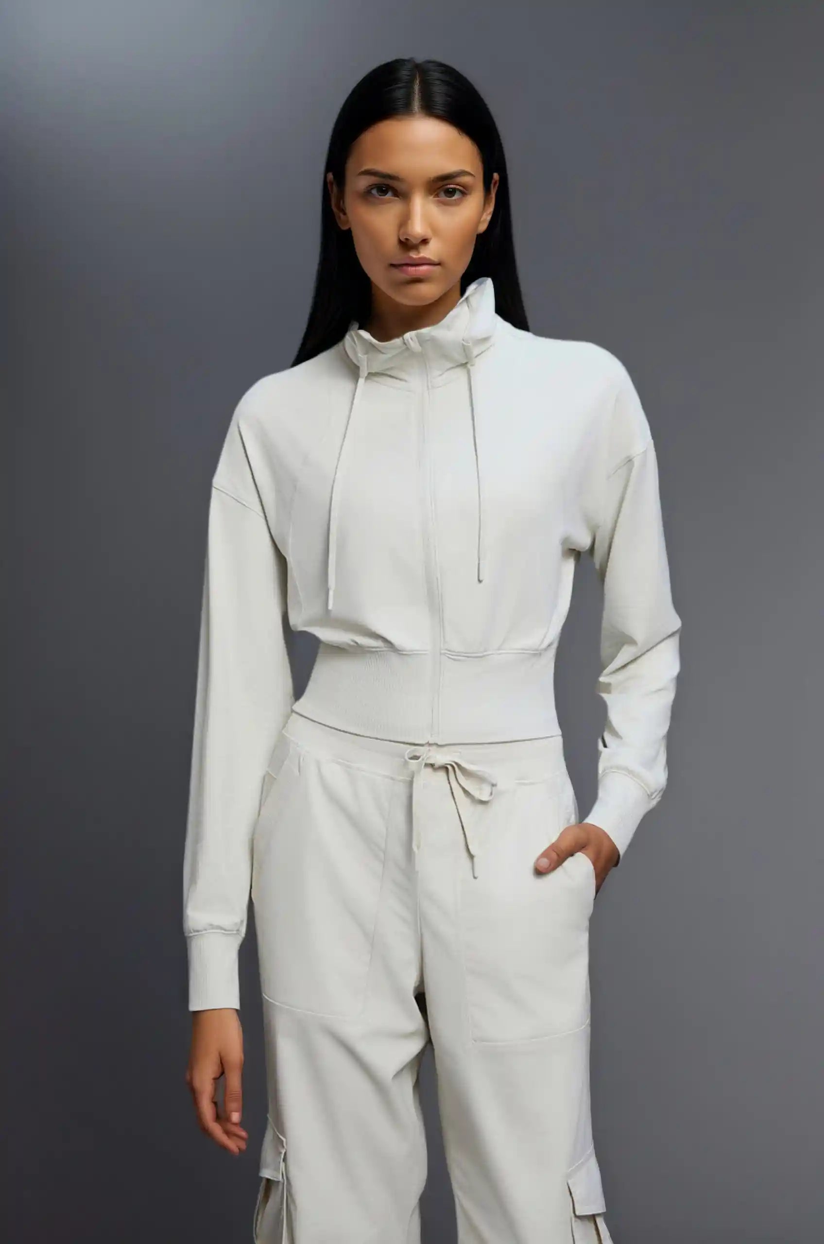 FLOW FLOW Jacket Light Ivory / S (US 2-4) The Serene Cropped Hooded Jacket