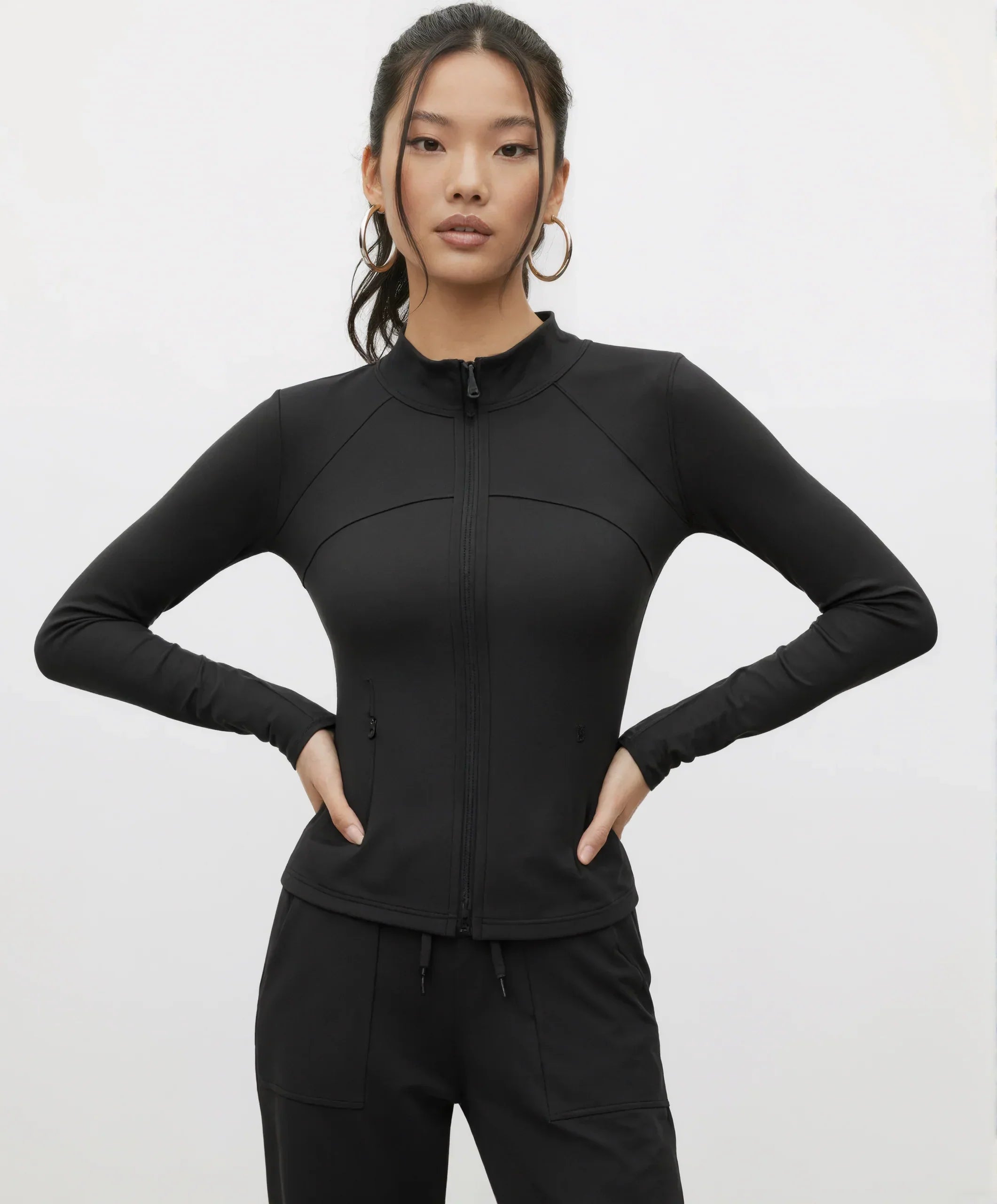 FLOW FLOW Jacket S (US 2-4) / Black The Summit Lightweight Warmth Sculpting Sports Jacket