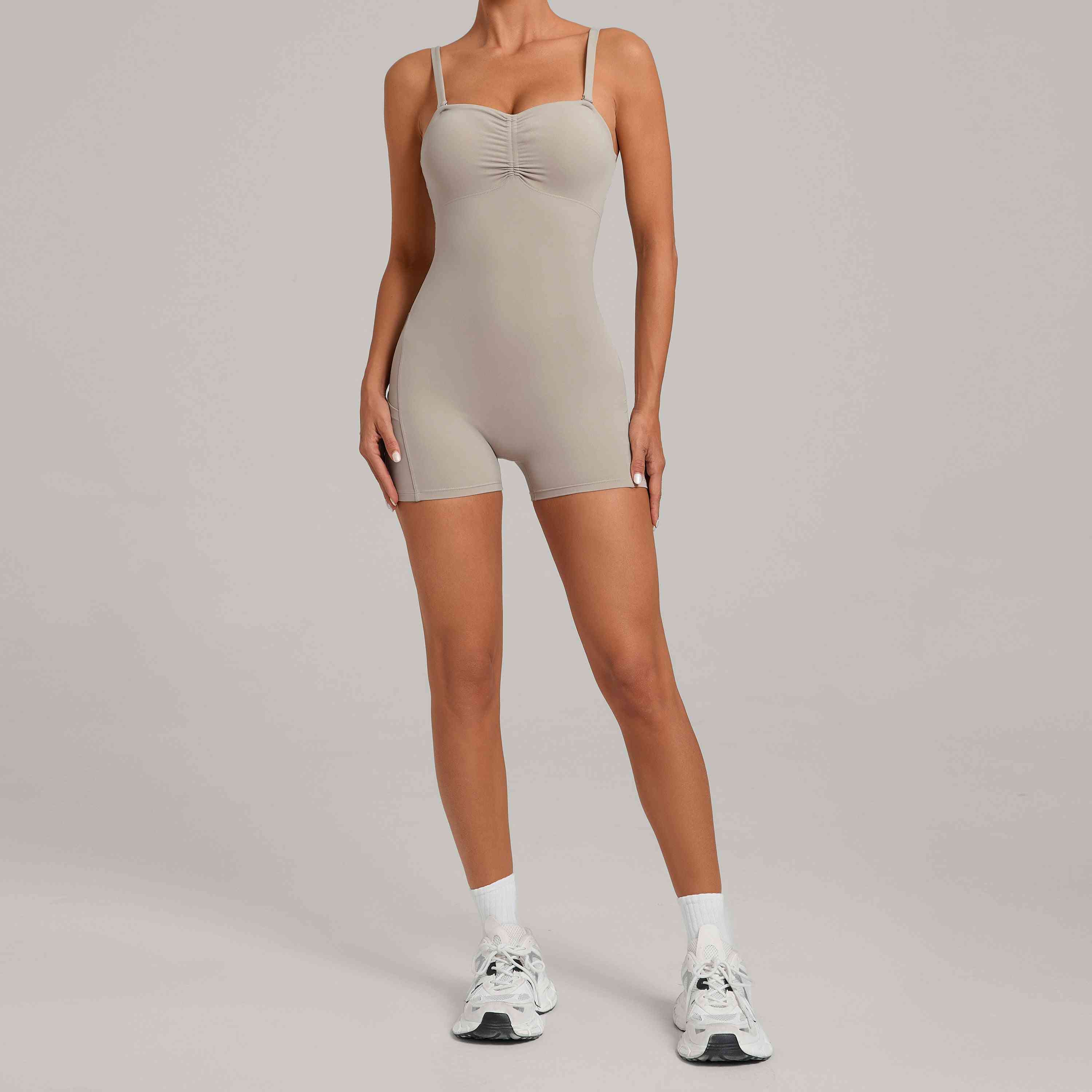 FLOW FLOW Onesie Beige / XS (US 0-2) The Allure Multi-Way Adjustable Straps Onesie with Side Pocket