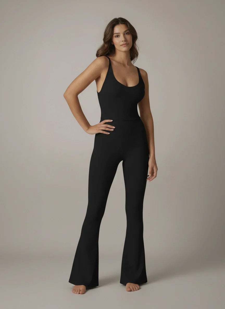 FLOW FLOW Onesie Black / S (US 2-4) The Breeze Cross Back Flared Athletic Active Onesie Bodysuit