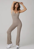 FLOW FLOW Onesie Khaki / S (US 2-4) The Breeze Cross Back Flared Athletic Active Onesie Bodysuit