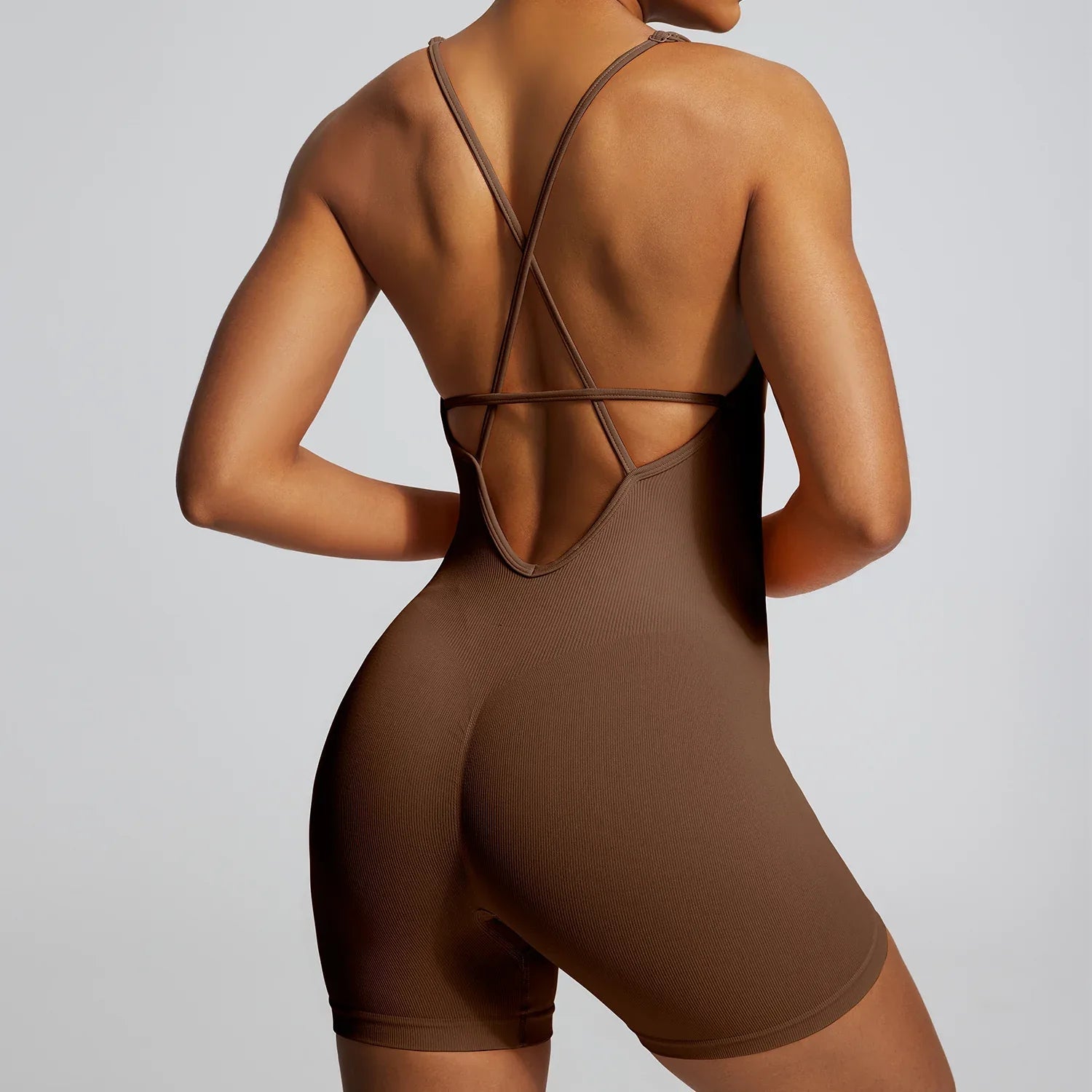 FLOW FLOW Onesie Espresso / S (US 2-4) / Short The Flexile Adjustable Strap Cross Back Athletic Active Onesie Bodysuit