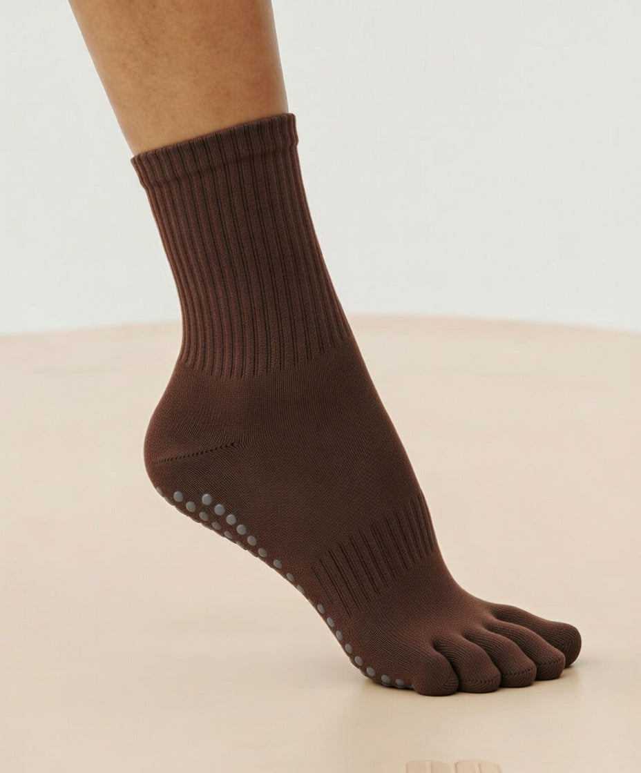 FLOW FLOW Socks Espresso The Zenith Toe-separating Non-slip Grip Yoga Socks