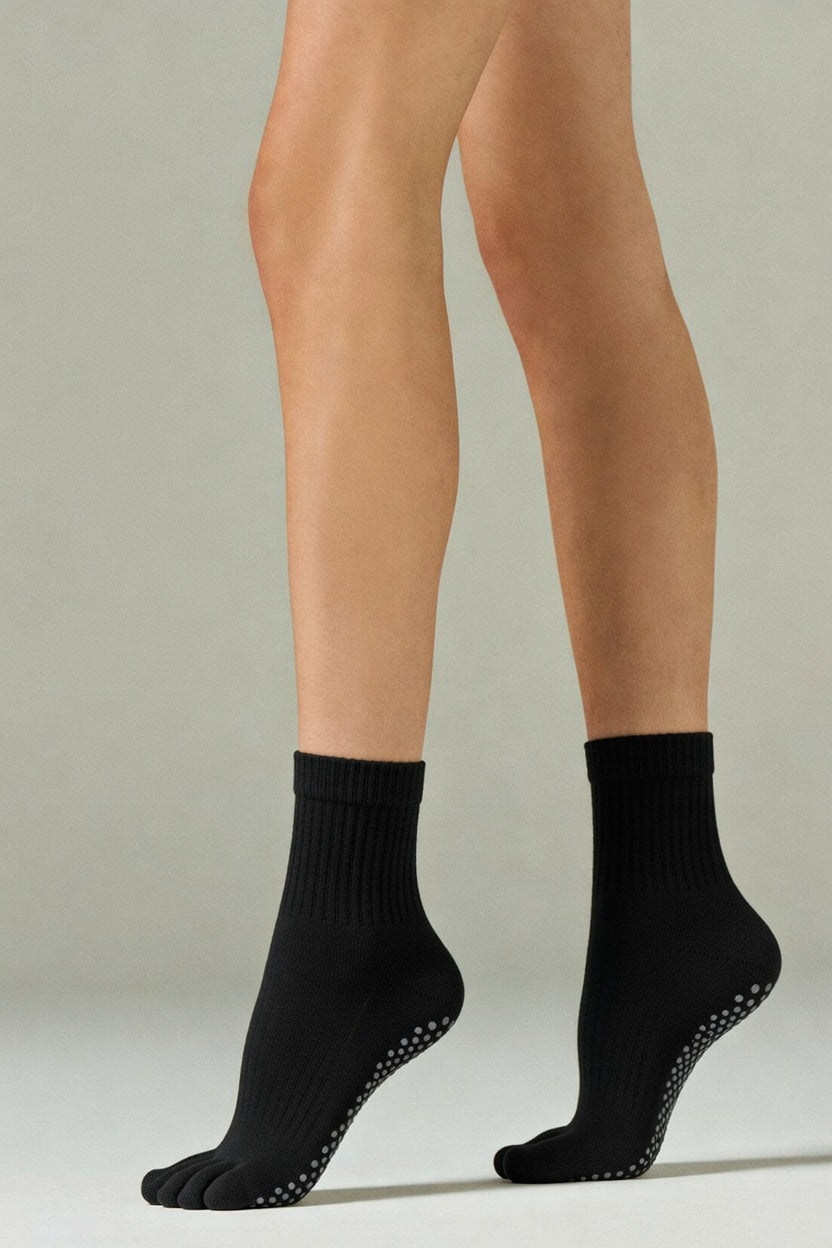 FLOW FLOW Socks Black The Zenith Toe-separating Non-slip Grip Yoga Socks