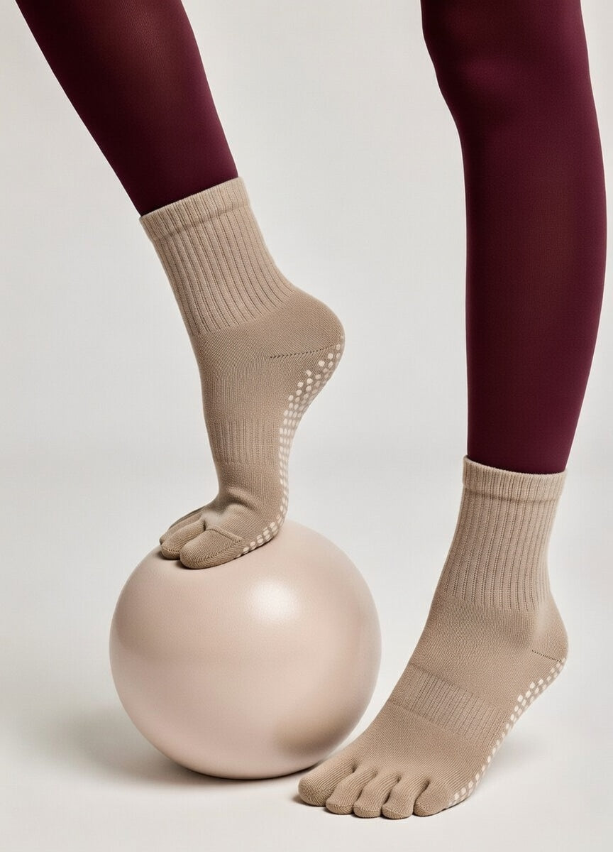 FLOW FLOW Socks Beige The Zenith Toe-separating Non-slip Grip Yoga Socks