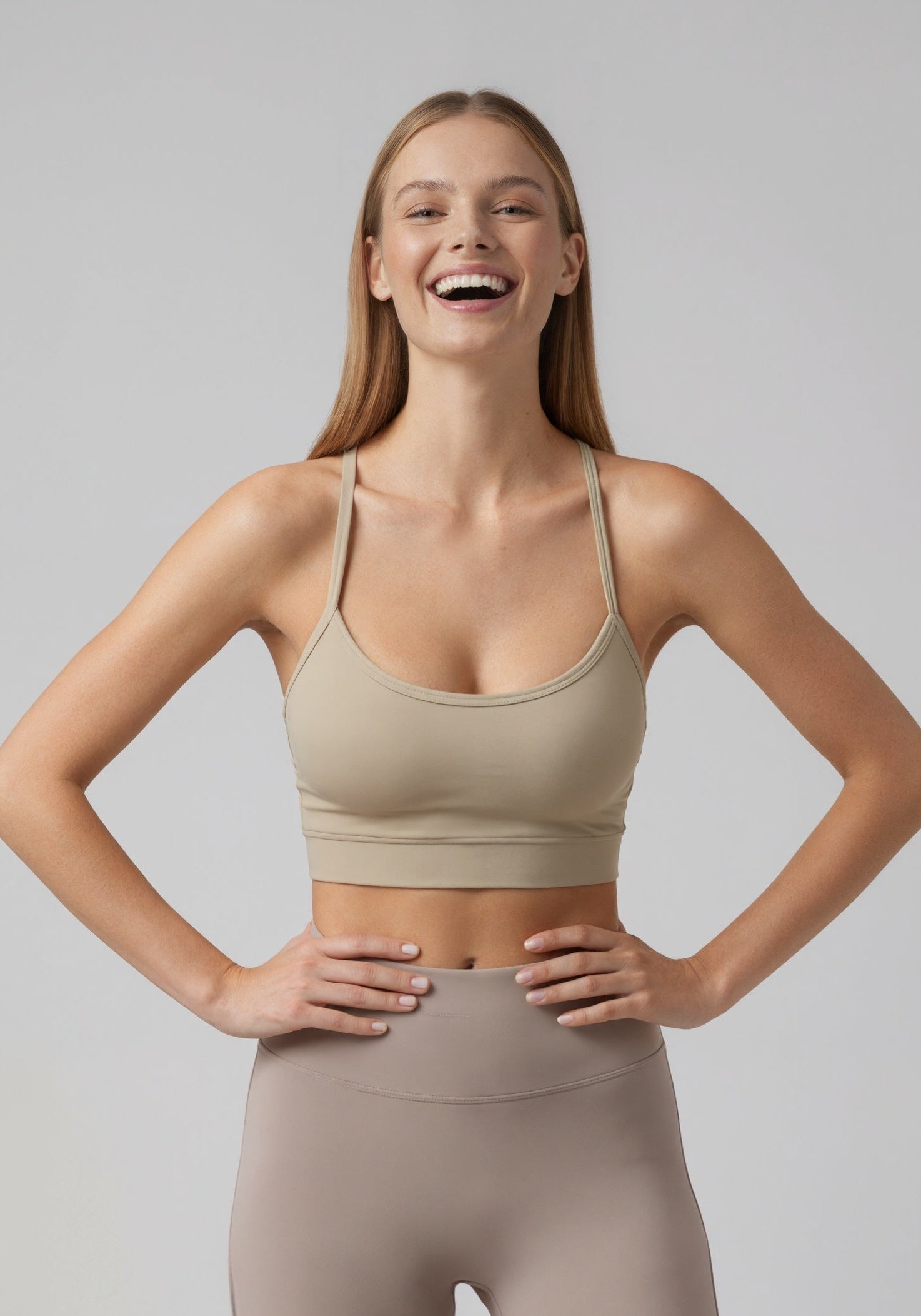FLOW FLOW Sports Bra Light Brown / S (US 2-4) Comfort Zone Thin Strap Sports Bra Top