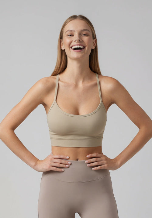 FLOW FLOW Sports Bra Light Brown / S (US 2-4) Comfort Zone Thin Strap Sports Bra Top