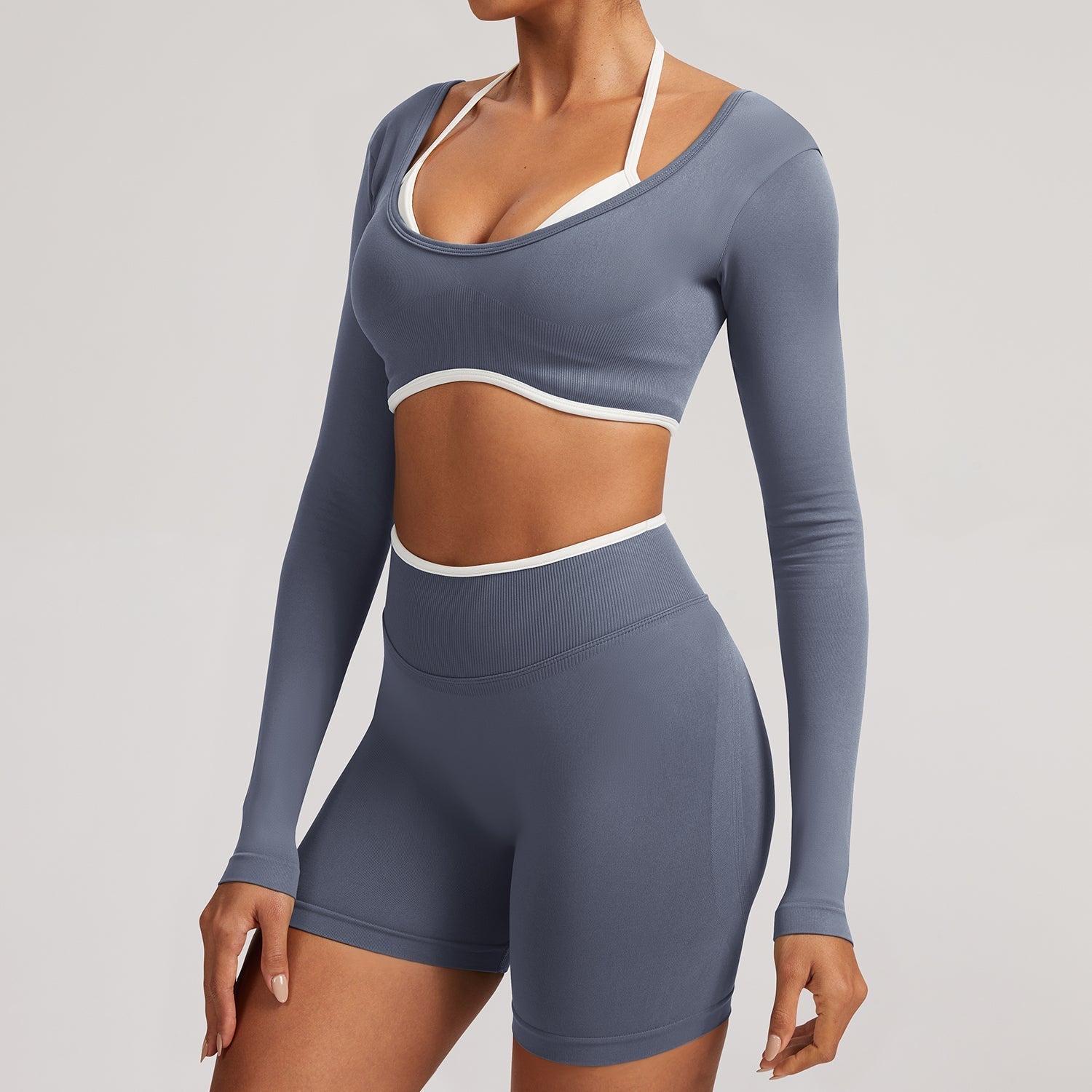 FLOW FLOW Sports Bra XS (US 0-2) / Gray / Long-Sleeved Top The Elevate Seamless High Support Sports Bra Top