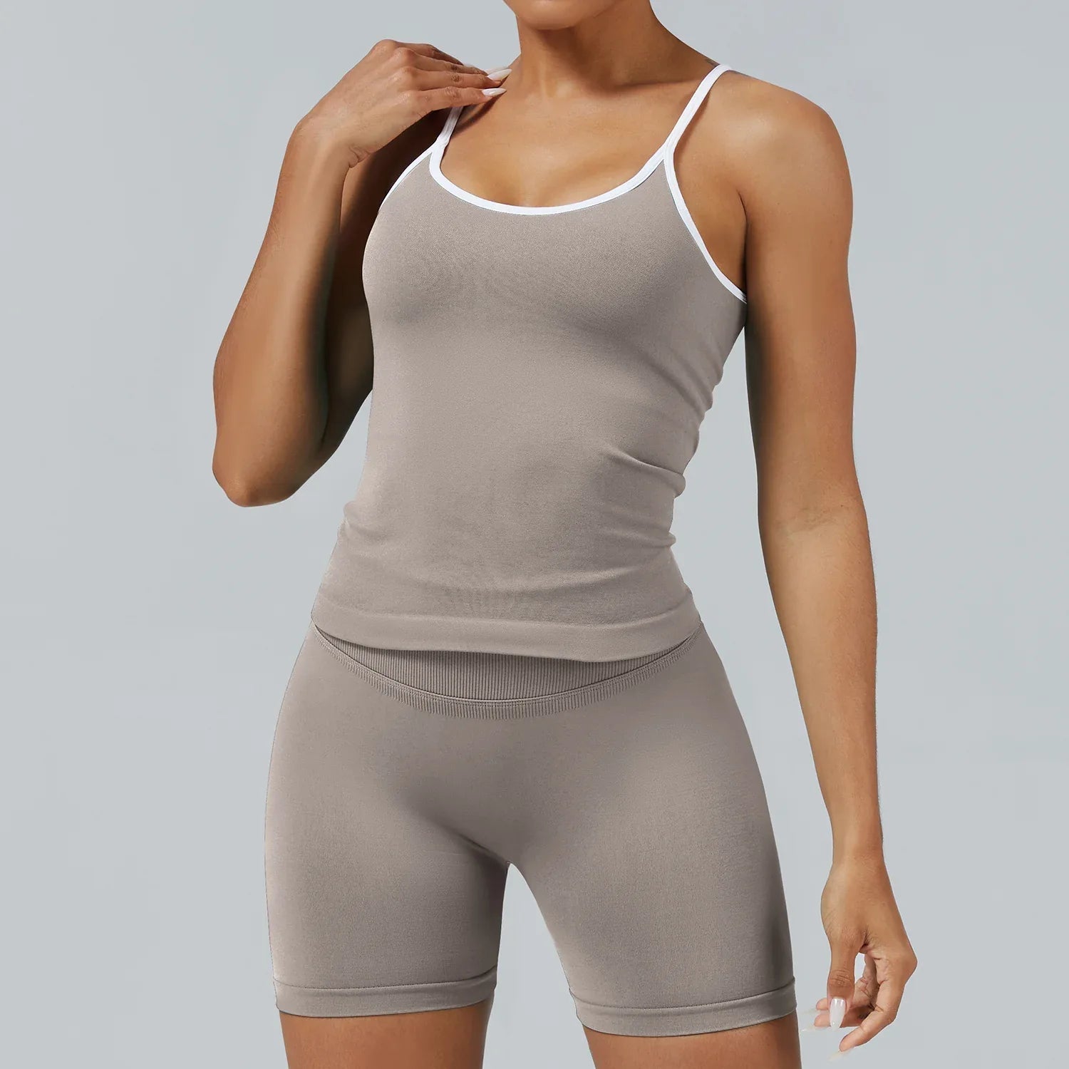 FLOW FLOW Sports Bra XS (US 0-2) / Khaki / Strappy Top The Elevate Seamless High Support Sports Bra Top
