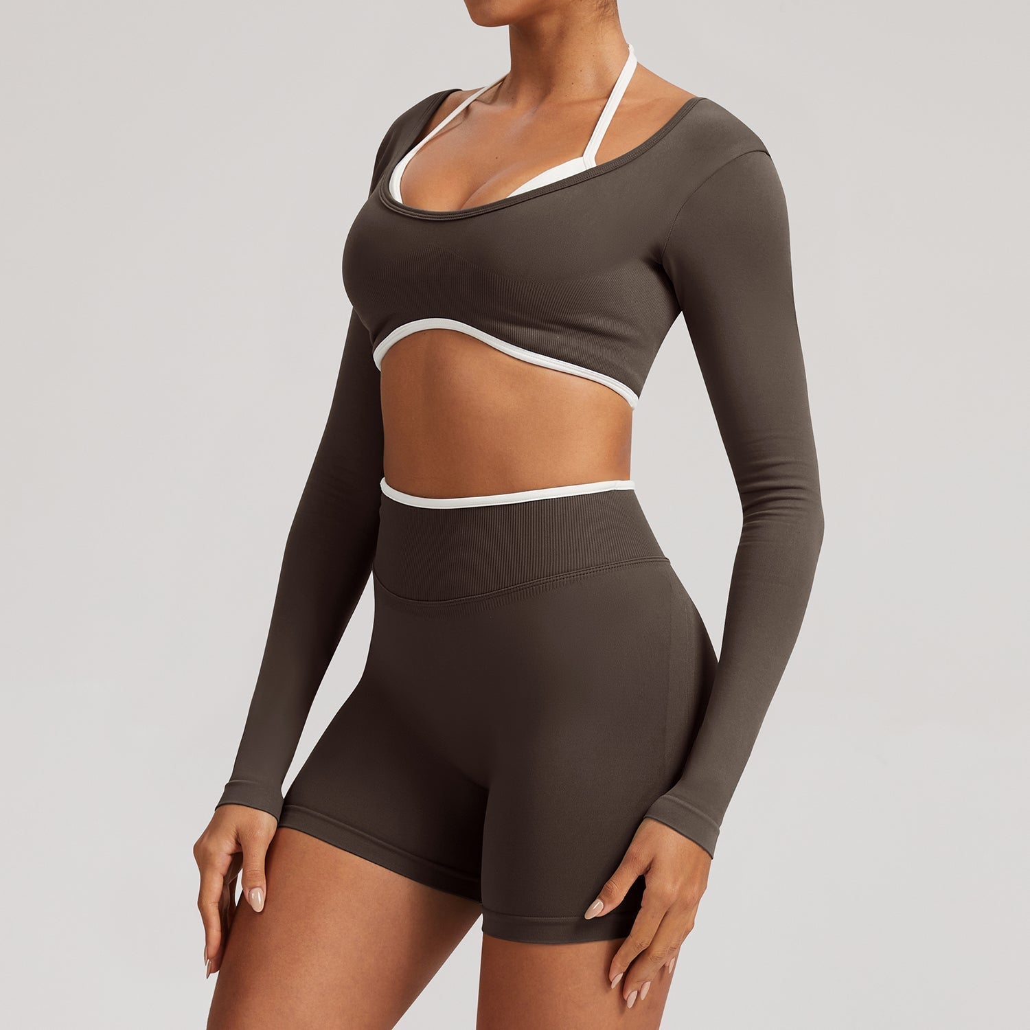 FLOW FLOW Sports Bra XS (US 0-2) / Espresso / Long-Sleeved Top The Elevate Seamless High Support Sports Bra Top