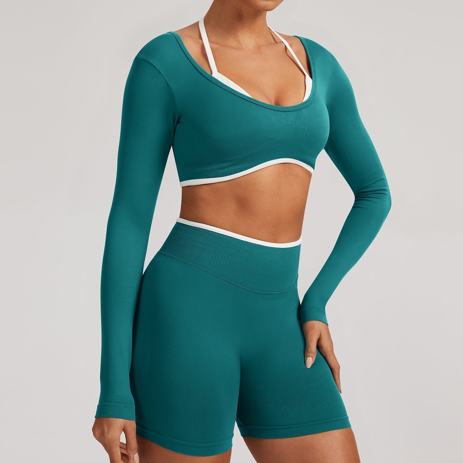FLOW FLOW Sports Bra XS (US 0-2) / Turquoise / Long-Sleeved Top The Elevate Seamless High Support Sports Bra Top