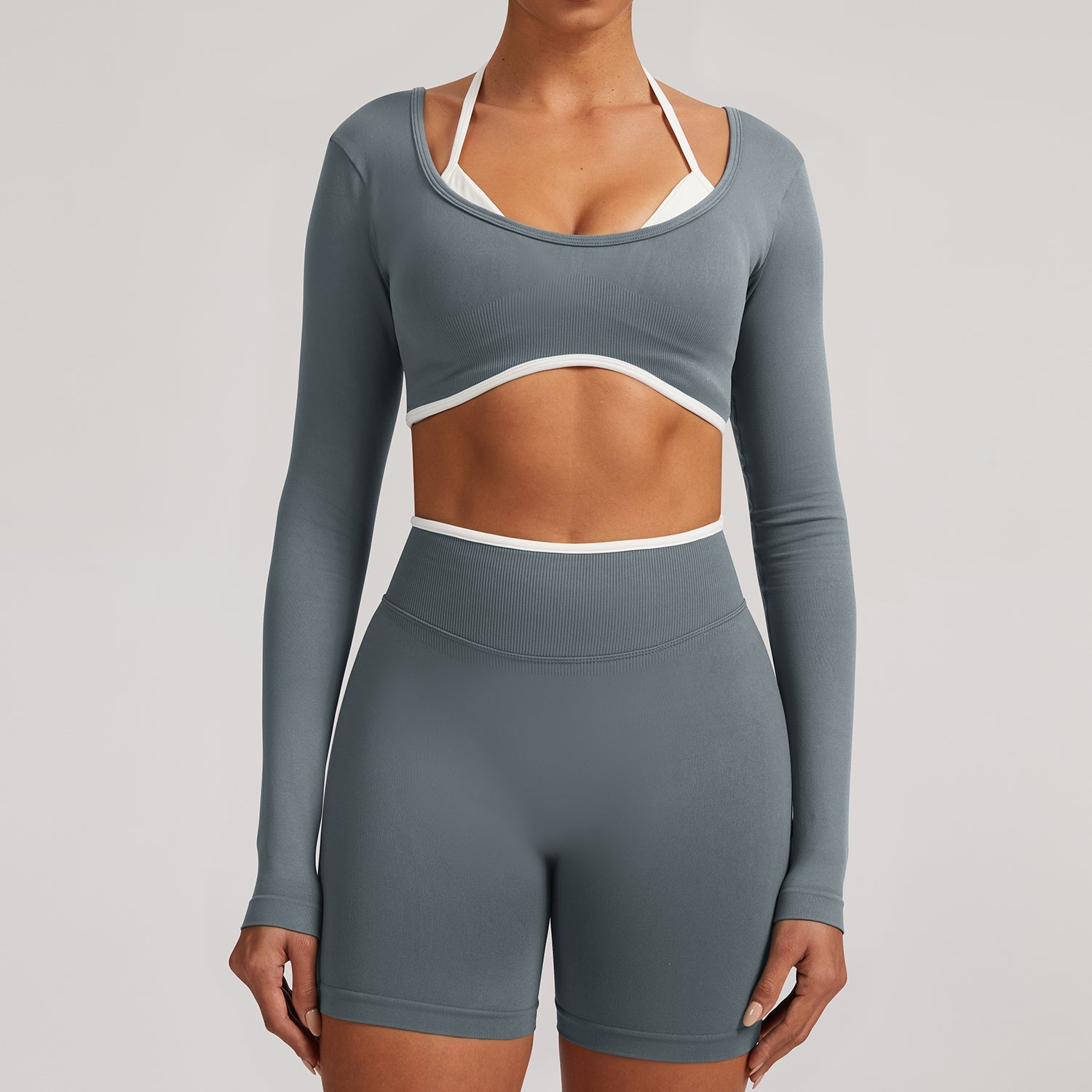 FLOW FLOW Sports Bra XS (US 0-2) / Dark Gray / Long-Sleeved Top The Elevate Seamless High Support Sports Bra Top