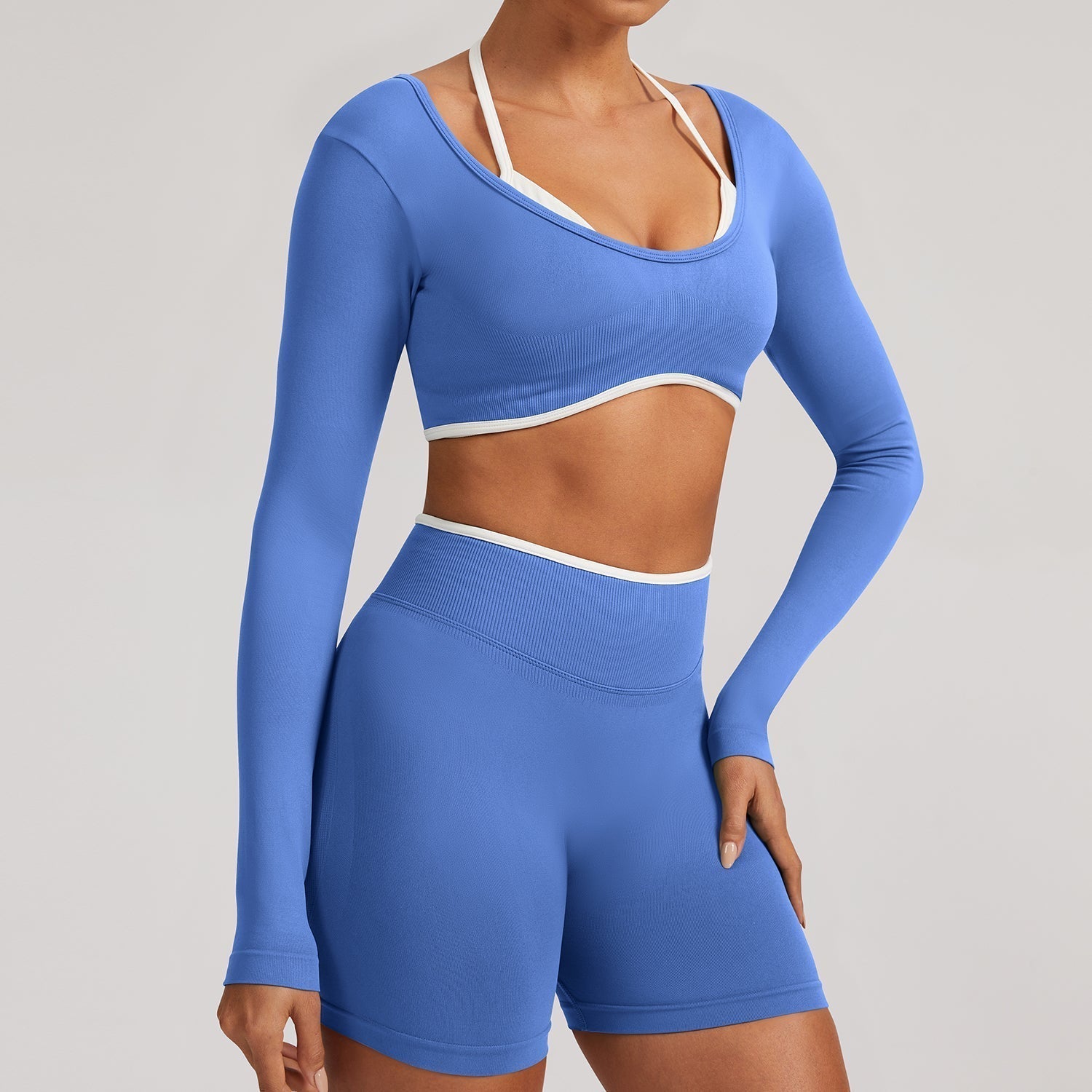 FLOW FLOW Sports Bra XS (US 0-2) / Blue / Long-Sleeved Top The Elevate Seamless High Support Sports Bra Top