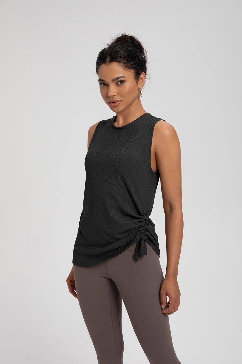 FLOW FLOW Top S (US 2-4) / Black The Adapt Modal Running Tank Top with Ruched Waistband
