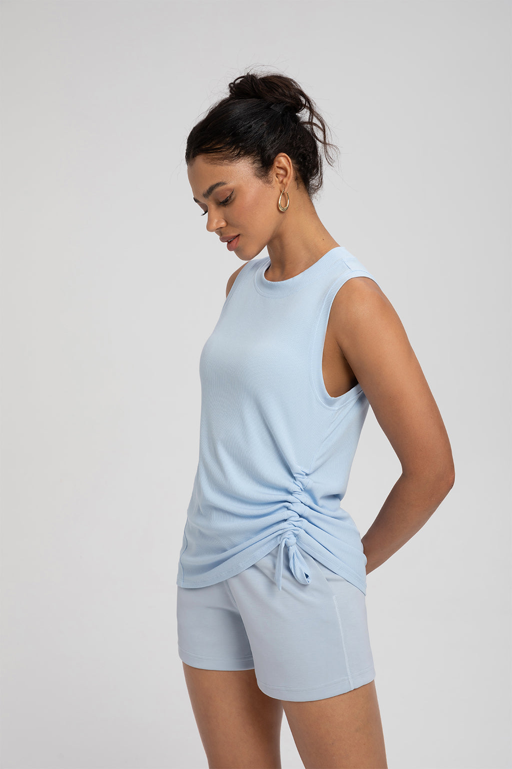 FLOW FLOW Top S (US 2-4) / Light Blue The Adapt Modal Running Tank Top with Ruched Waistband