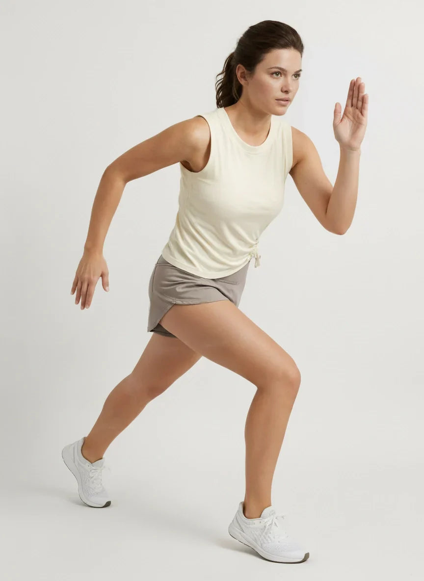 FLOW FLOW Top The Adapt Modal Running Tank Top with Ruched Waistband