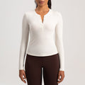 FLOW FLOW Top S (US 2-4) / Light Ivory The Infinity Modal Henley Athleisure Shirt Top