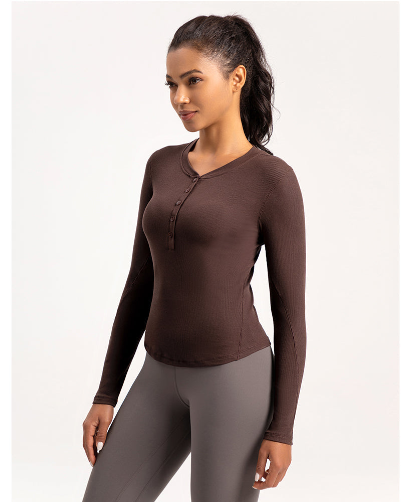 FLOW FLOW Top The Infinity Modal Henley Athleisure Shirt Top