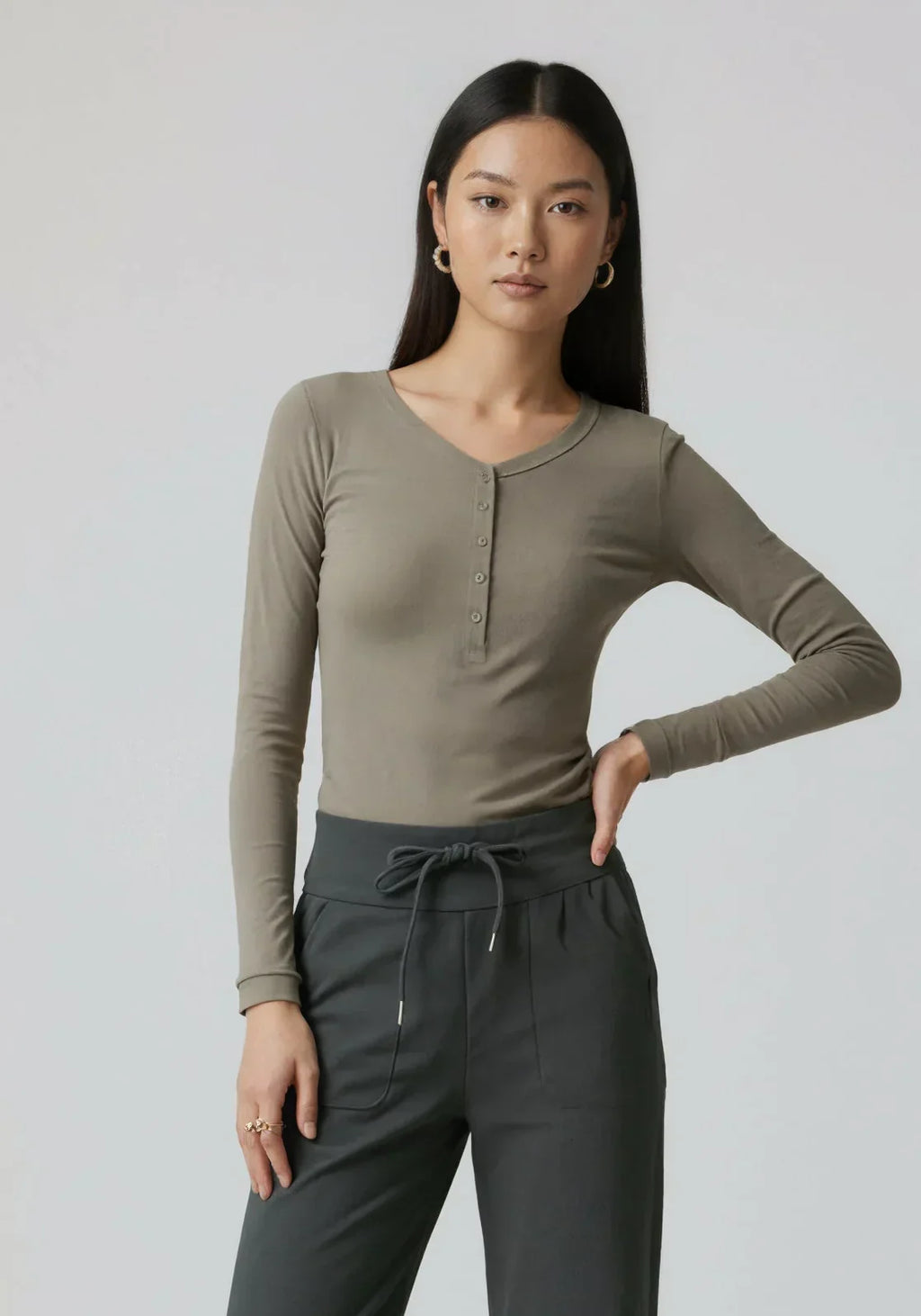 FLOW FLOW Top The Infinity Modal Henley Athleisure Shirt Top