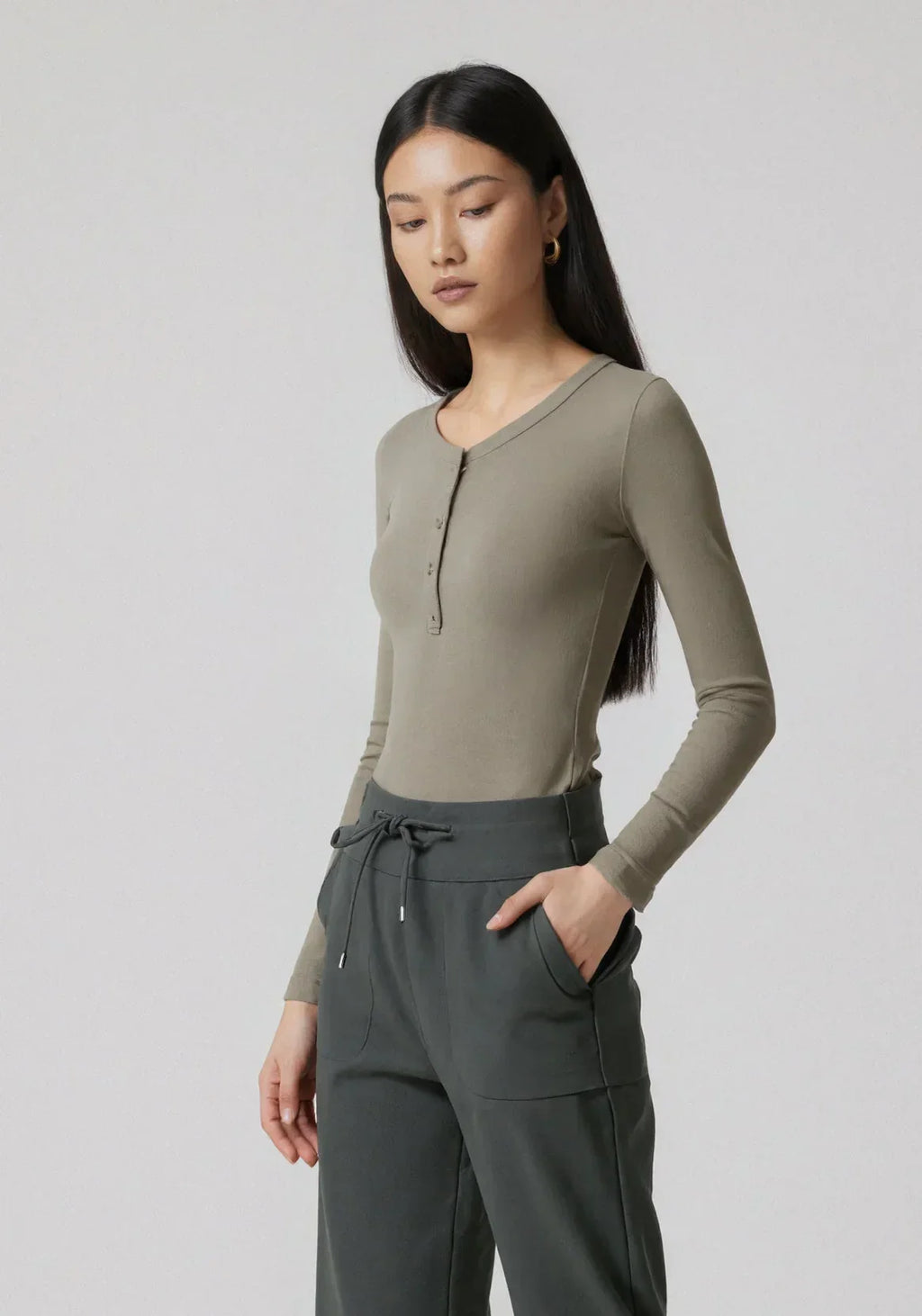 FLOW FLOW Top The Infinity Modal Henley Athleisure Shirt Top
