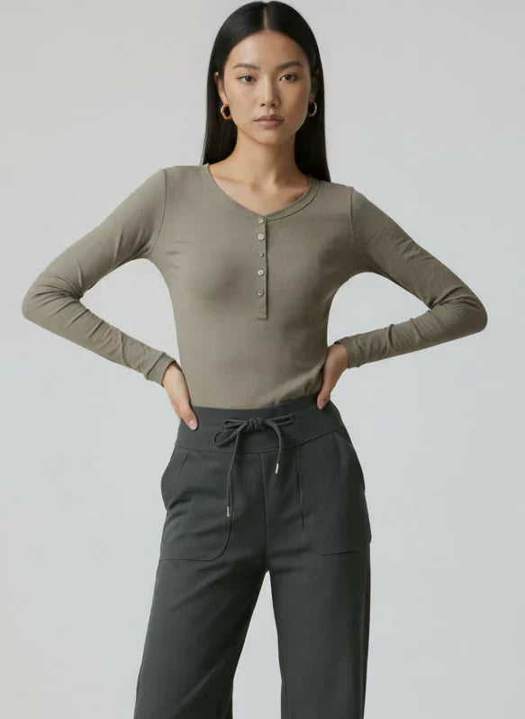 FLOW FLOW Top The Infinity Modal Henley Athleisure Shirt Top